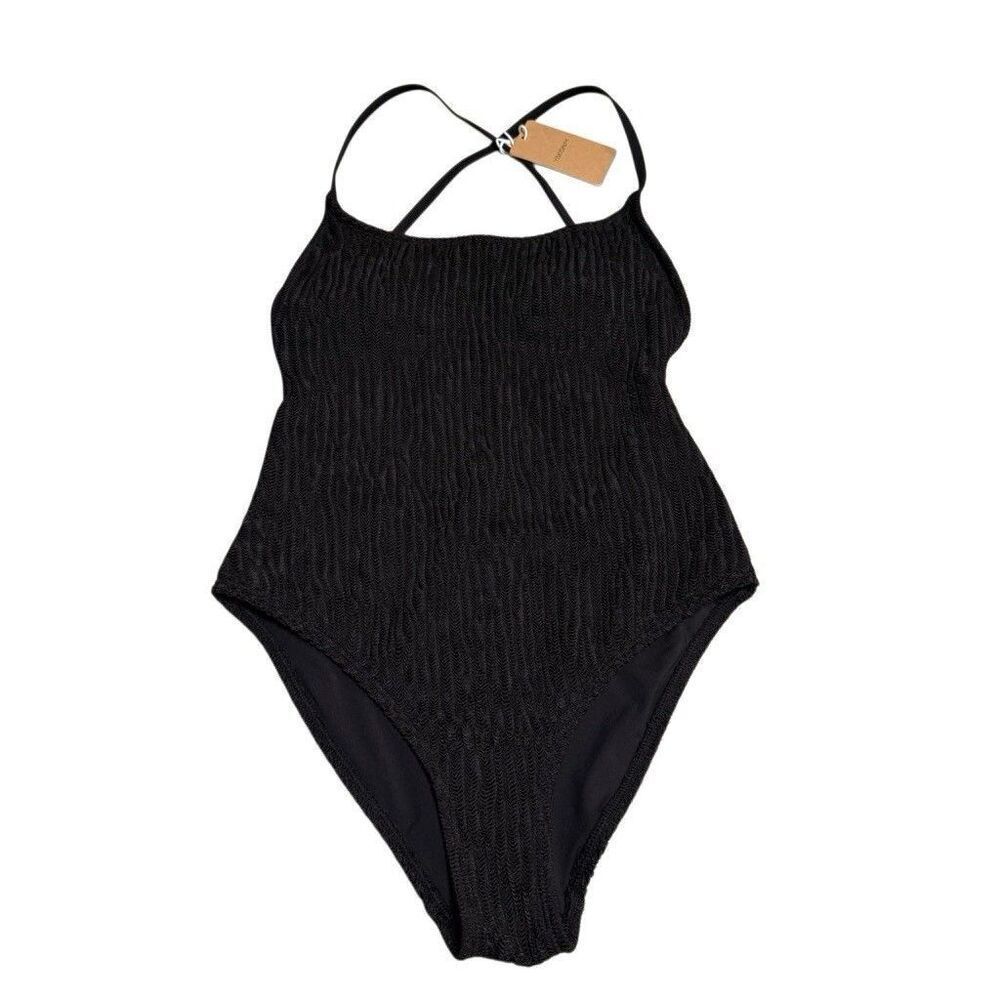 Yukari Swim Black One Piece Swimsuit Small Classic Textured NWT